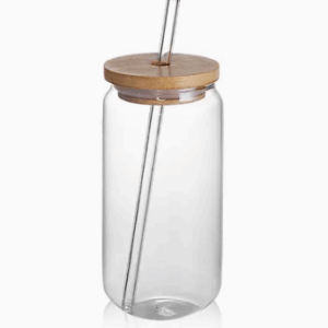 Vaso vidrio tapa bambú